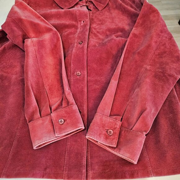Bernardo Nordstrom Suede Washable Leather Jacket Size 1X Burgundy NWT Flaw - Picture 6 of 12